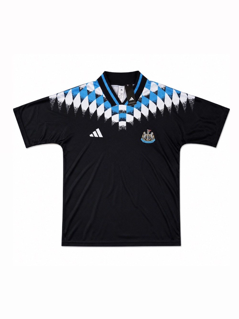 adidas Black Jersey with Blue & White Diamond Yoke - Newcastle United Crest